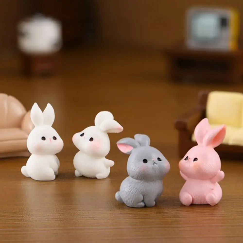 Creative Cute Bunny Family Animal Doll Accessories Mini Desktop Resin Ornaments DIY Cartoon Resin Rabbit Model