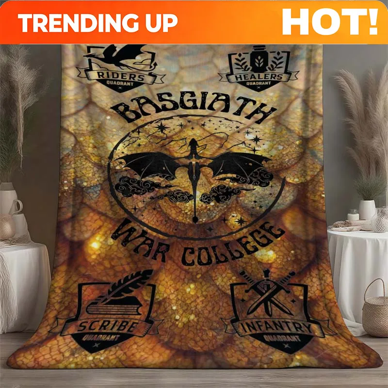 Customize Fourth Wing Logo Themed Flannel Soft Blanket, Suitable for All Seasons, Hypoallergenic and Tear-resistant. Ideal for S