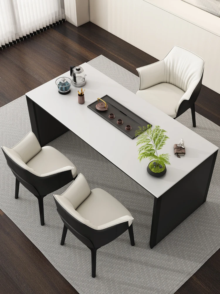 

ZZXL Stone Plate Table-Chair Set Office Kung Fu Tea Table Kettle Integrated