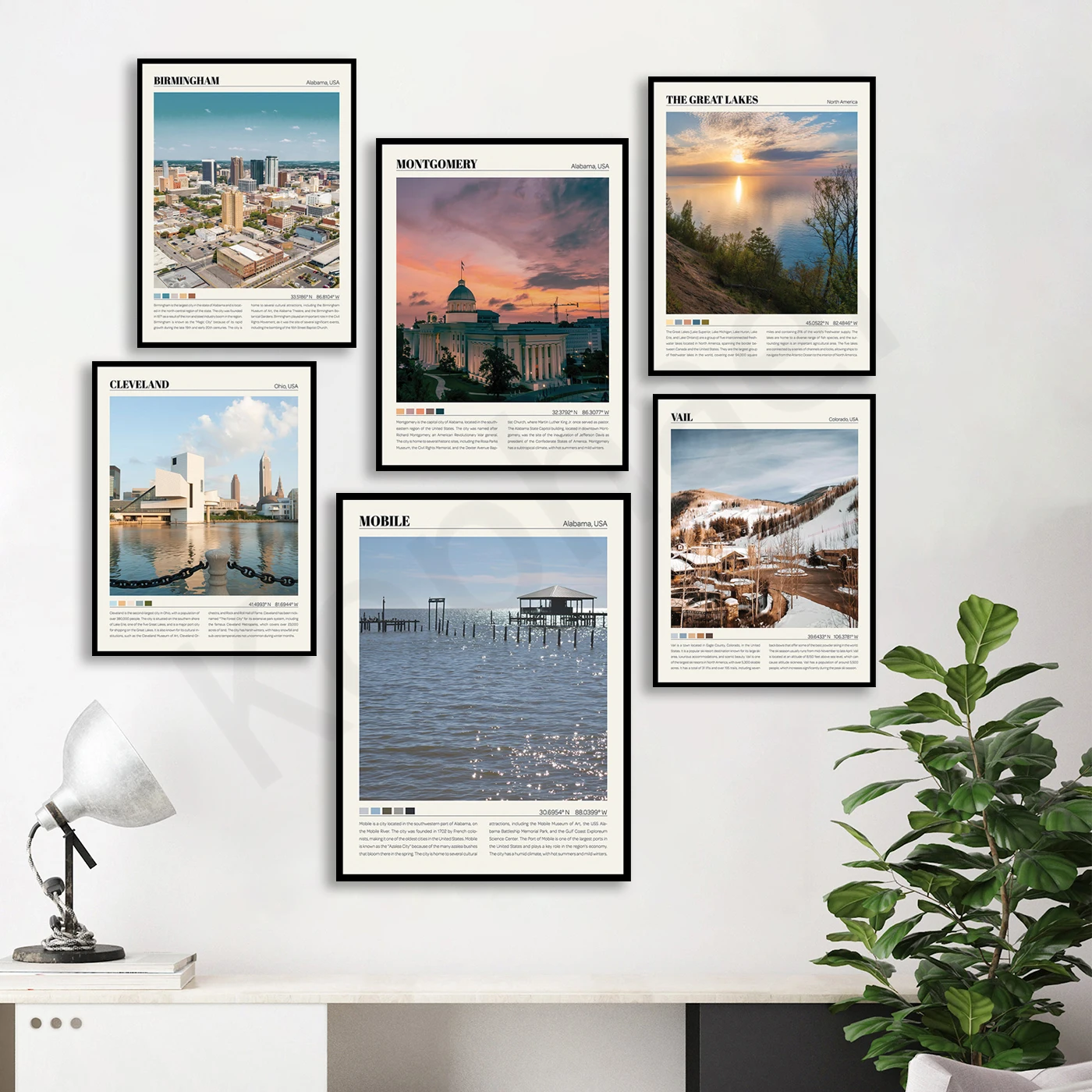 ملصق سان دييغو ألاسكا ميلووكي بايفرونت برمنغهام مونتغمري كليفلاند فيل سيتي للسفر والمناظر الطبيعية