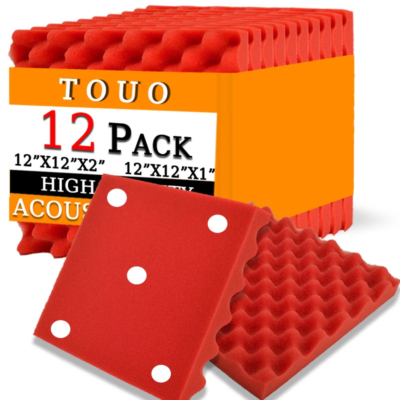 

TOUO 12 Pcs Egg Trough Acoustic Foam High Density Sound Foam Wall Soundproofing Bedroom Ceiling Sound Absorbing Material