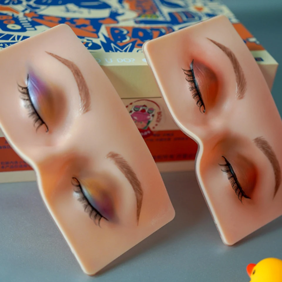 Silicone Facial Eye Makeup Exercise Silicone Bionic Skin Beginners Learn Paste False Eyelashes Makeup Exercise Board Model Mask