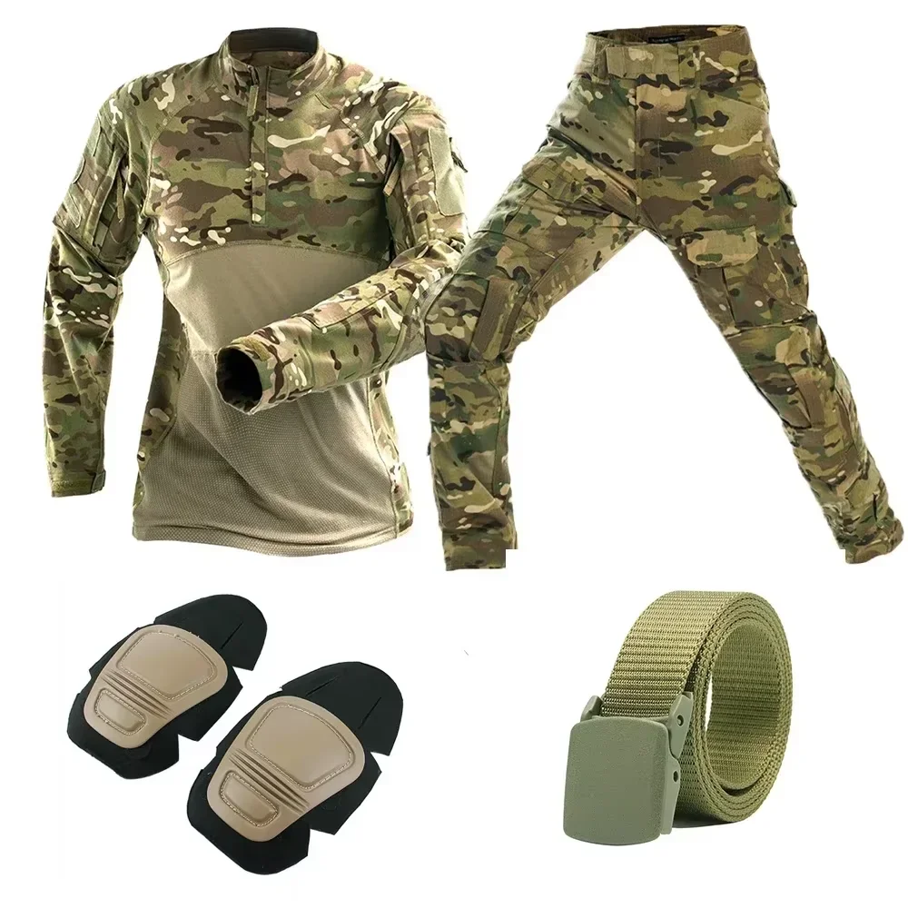 Tactical Suits Combat Shirts Milita Uniform Tshirt Outfit Tatico Tops Airsoft Multicam Windproof Camo Hunting Pants Men Clothing