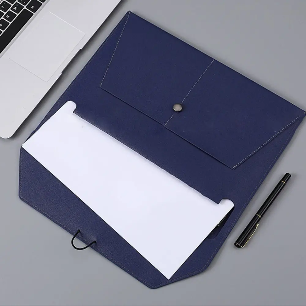Large Capacity A4 Business Leather Document Bag Simple Thickened Storage Data Bag Portable Waterproof File Bag School