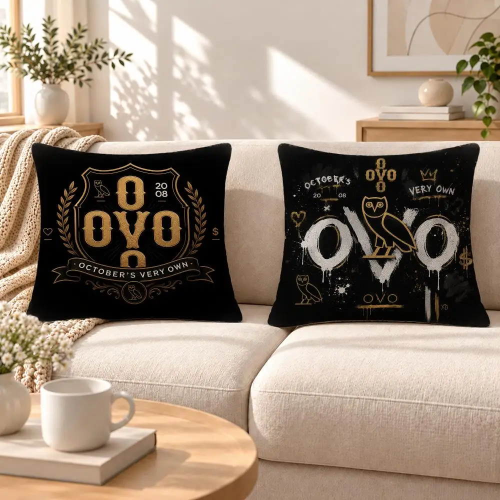 Brand OVO Cushion Cover Soft Short‑Plush Pillowcase, Decor for Sofa & Bedroom, Perfect Holiday Gif