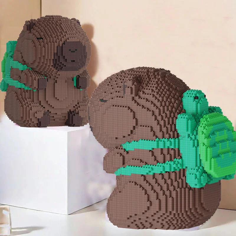 Capybara 25/30CM Finely Assembled Building Block Small Turtles Backpacks Trendy Toy Handmade Toy Indoor Creative Gifts Ornament