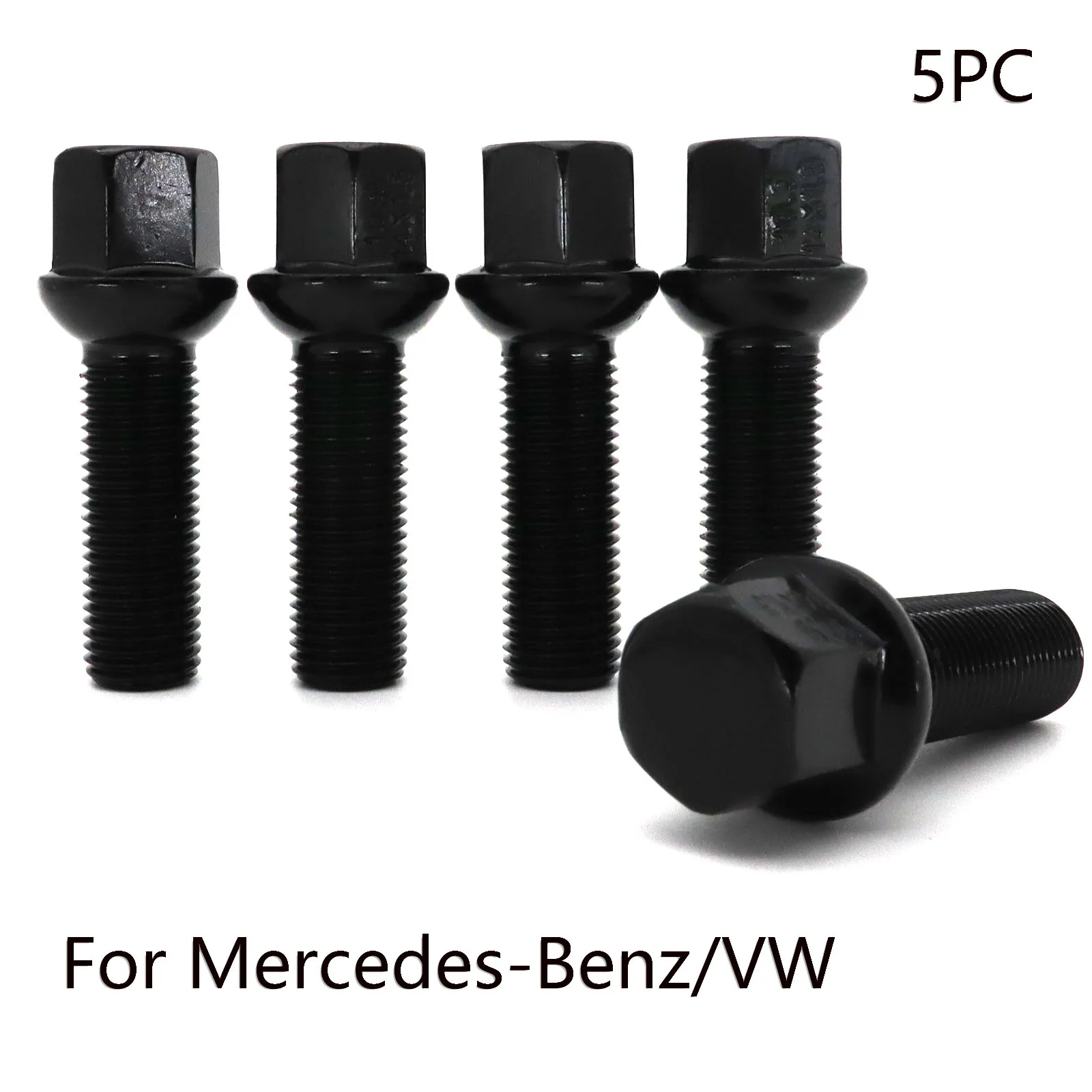 5PCS Car M14×1.5 Back 60mm Radius Wheel Bolts Car Accessories For VW EOS Fox Polo Mercedes-Benz C180 C200 C250 C280 C300 C350e