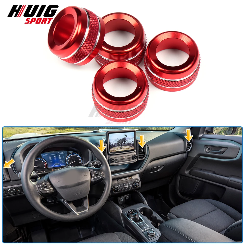 4 Pièces - Décoration de Panneau de Radiateur pour Console Centrale et Grille d'Aération Latérale - Accessoires Intérieurs pour Ford Bronco Sport 2021-2026