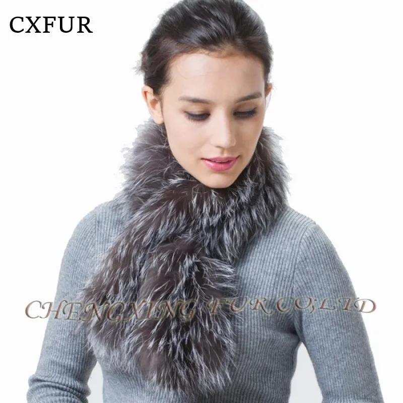 Document naturel Femmes Magnifique Fluffy Real Sliver Fourrure de renard avec de meilleurs foulards CX-S-117A