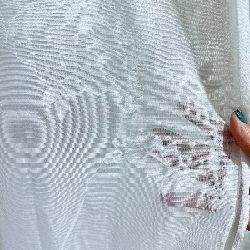 Customized American Embossed Jacquard Translucent Gauze Curtain High-end Curtains for Living Dining Room Bedroom Sheer Window