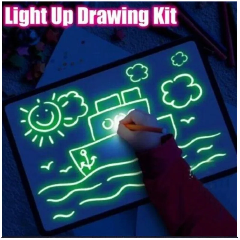 LED Luminous Drawing Board Graffiti Doodle Drawing Tablet Magic Draw With Light Fluorescent Pen Kids Painting Educational Toys