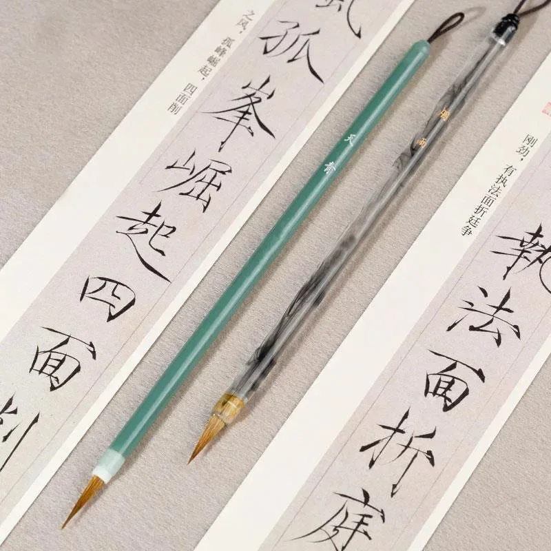 New 1Pc Calligraphy Copy Small Regular Script Writing Brush Transparent Acrylic Penholder Wolf Hair Writing Brush Stationery