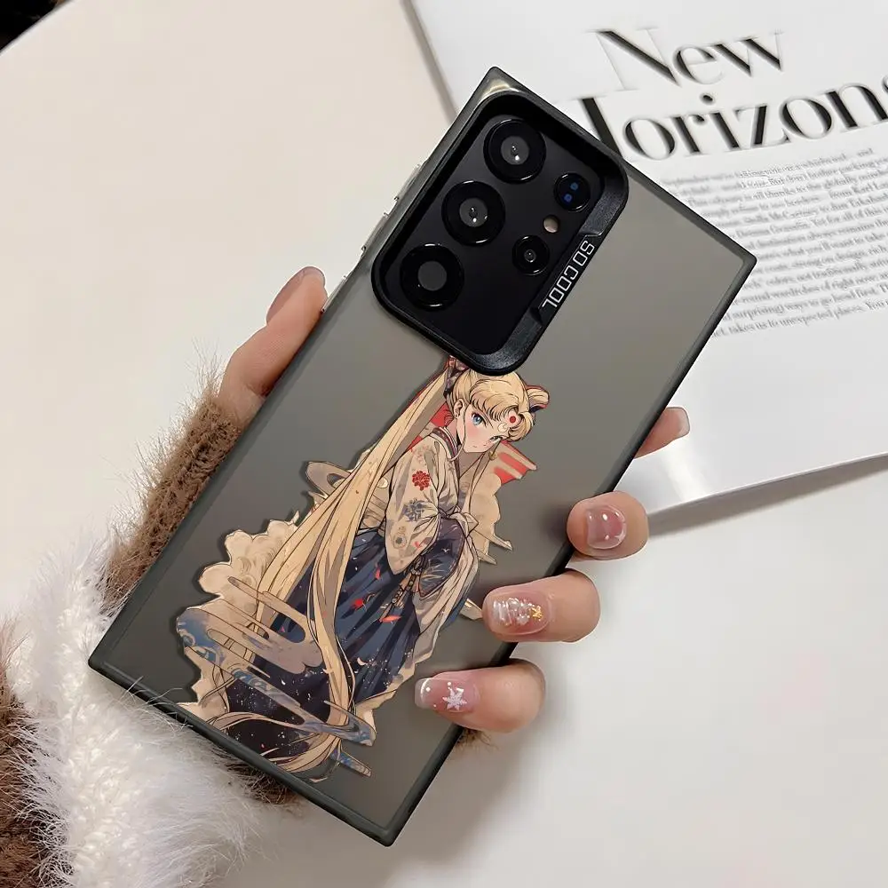 S-Sailor M-MoonS الكرتون قضية الهاتف لسامسونج غالاكسي S25 حافة S24 S23 S22 S21 S20 الترا فوندا سيليكون غطاء فضي #2