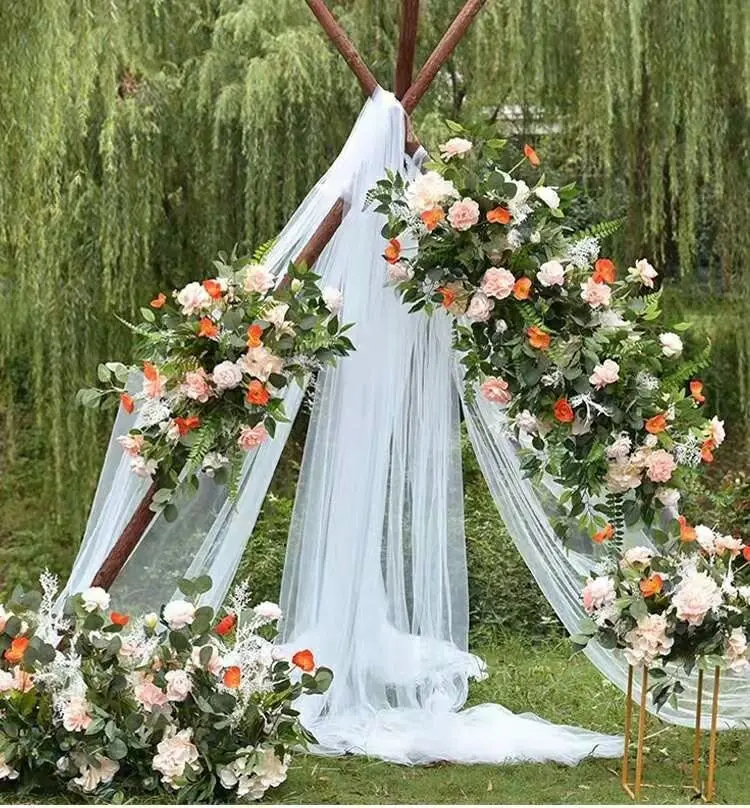 5D Hochzeits-Hintergrund Blumenarrangement Grüner Eukalyptus Olivenblatt Weiße Rose Bogen-Dekoration Hängende Blumenreihe Tisch-Mittelstücke Kugel – Detail 1