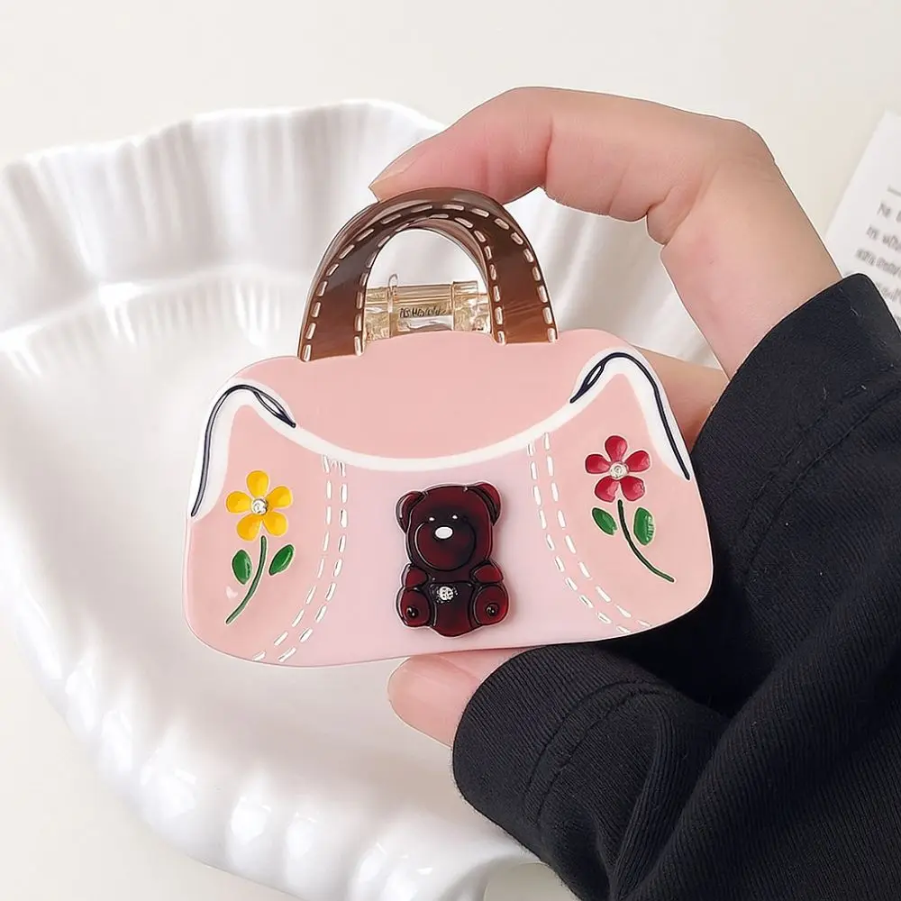 Acetic Acid Acetate Hair Claw Mini Handbag Shape Grab Clip Cartoon Bear Hair Clip Headdress Shark Clip Rhinestone Hairpin Daily