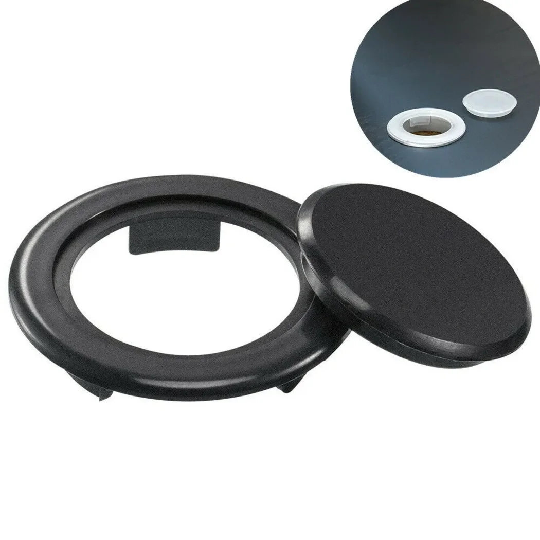 Patio Garden Table Parasol Umbrella Hole Ring Cap Set Plug 2 Inch Plastic Black  For Outdoor Patio Umbrella Ring And Cap Set New