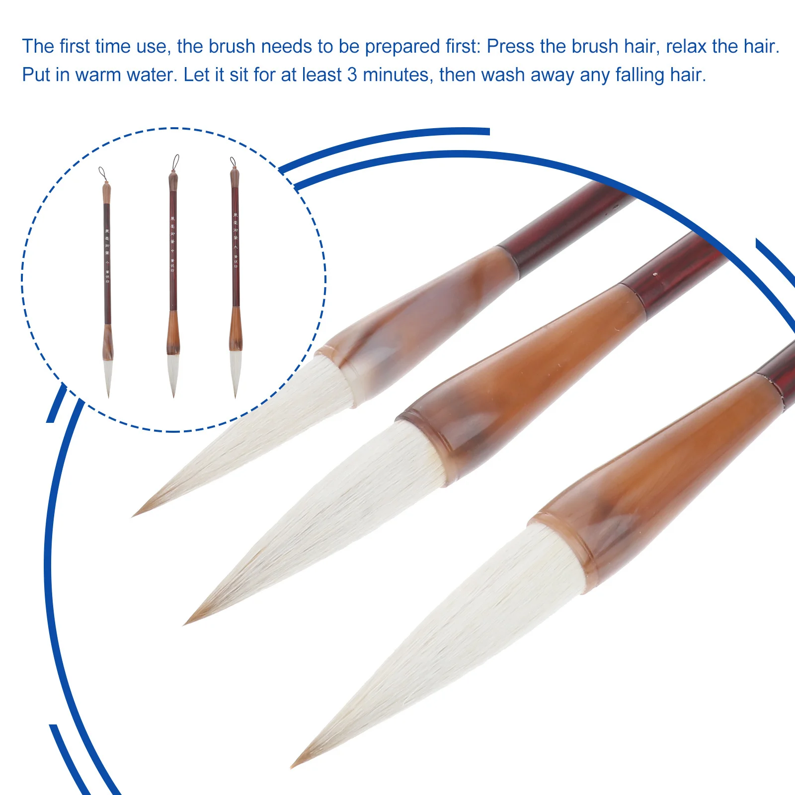 

3Pcs Wolf Hair Chinese Calligraphy Drawing Writing Brush Set Traditional L Great for Beginner Calligraphy Drawing Brush