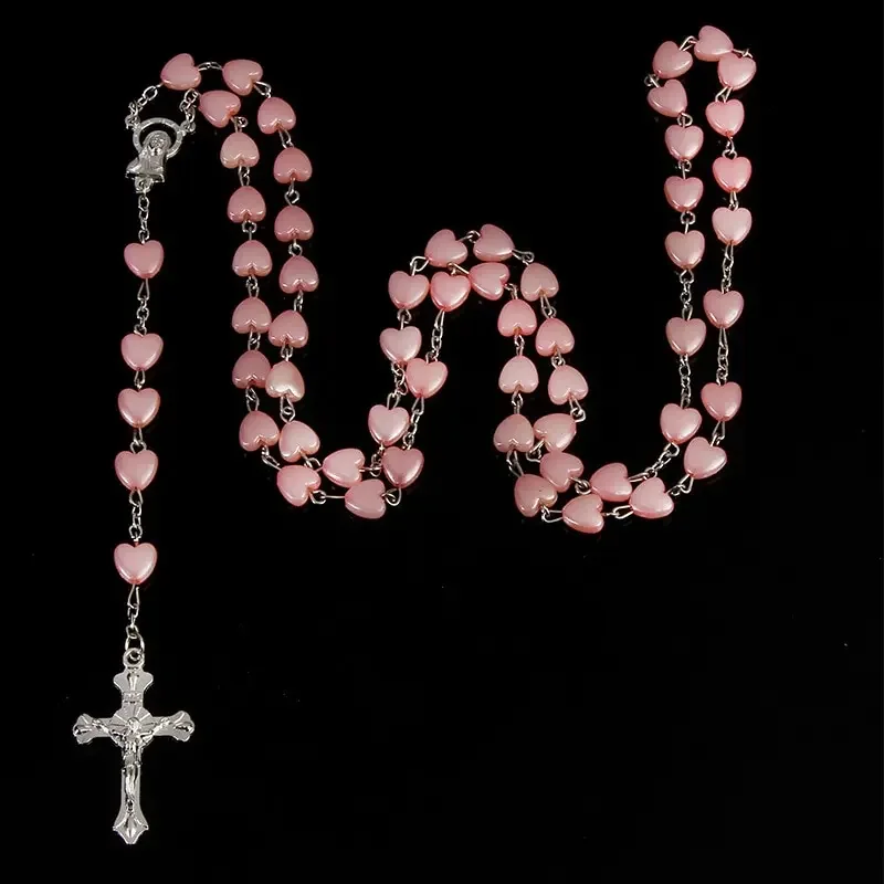 

1pcs White Gold-plated Necklace Ladies Faith Pink White Peach Heart Handmade Curved Needle Beads Combination Jewelry Urn