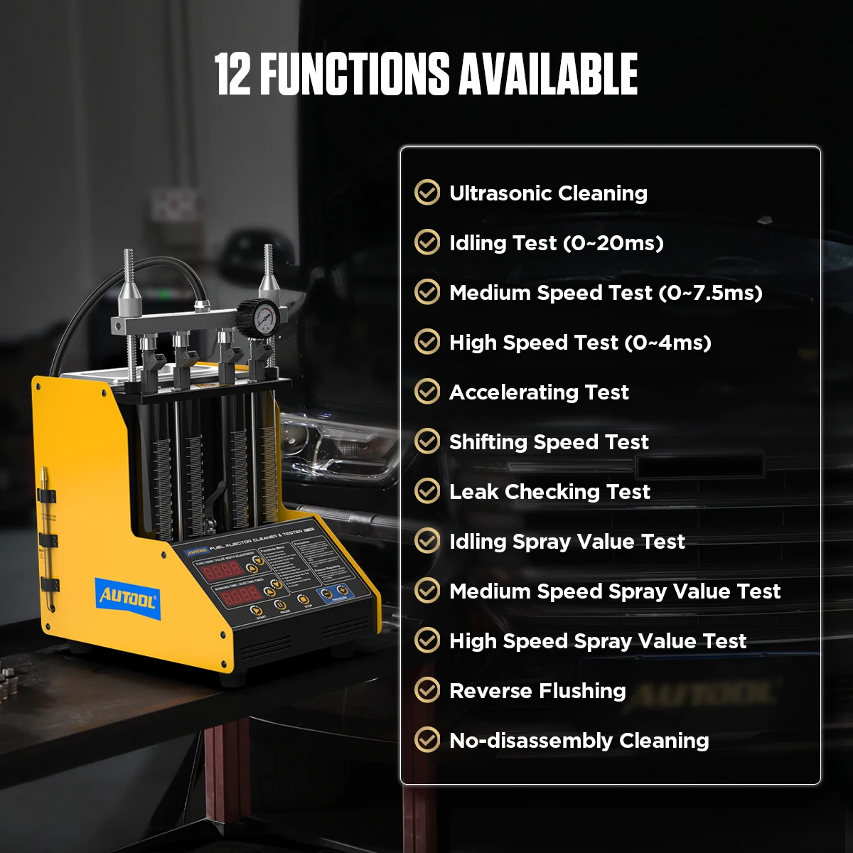 AUTOOL CT150 Car Fuel Injector Cleaner Tester Motorcycle Petrol Injection Nozzles Ultrasonic Cleaning Testing Tool 4 Cylinders