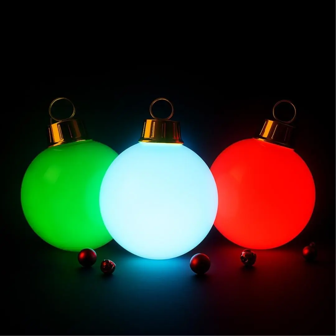 3-Pack Premium LED Inflatable Christmas Ornaments – Oversized Light-Up LED Outdoor Holiday Yard Decorations (Red, Green & White)