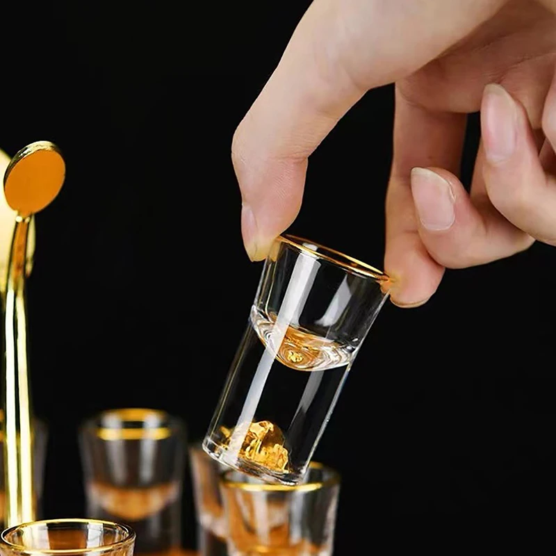 Double Bottom Gold Foil Vidro, Crystal Tea Cup, Presentes High-End, Licor duro, Vodka, Shaker, Shochu Bar, Licor, Luxo