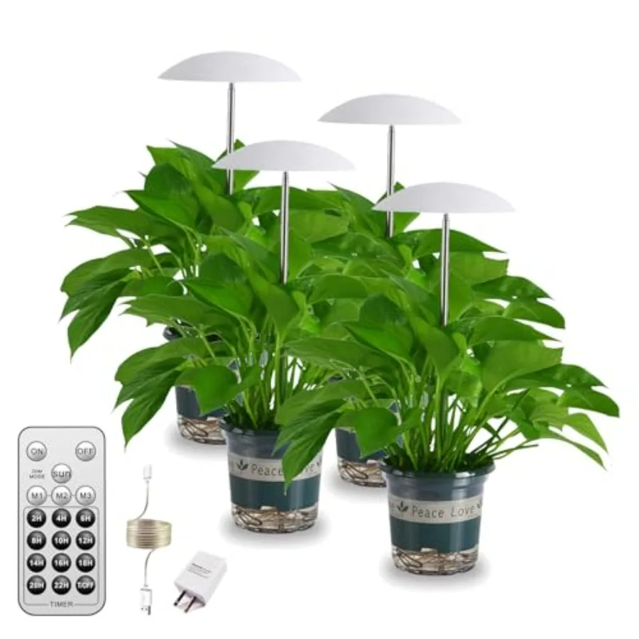 

LED Grow Light for Indoor Plants 4 Pack Intelligent USB Small Plant Lights with Remote Controller Height Adjustable Automatic T