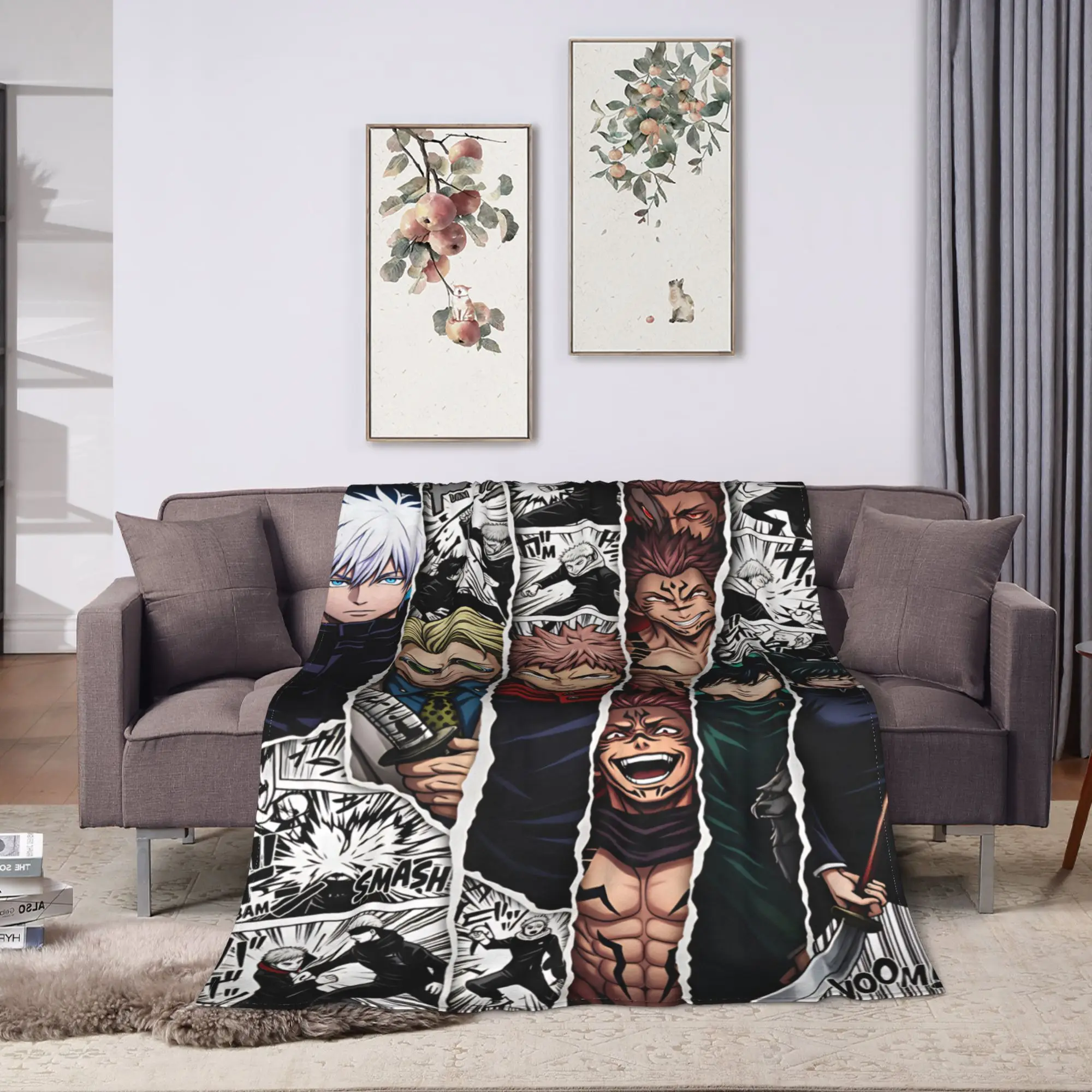 Jujutsu Kaisen Flannel Blanket  Warm Throw Blanket for Home Decor Travel Comfortable Bedspread Sofa Bed Cover