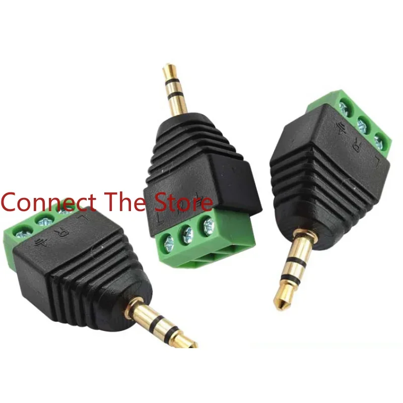 

6PCS Gold-plated Solderless 3.5 Dual-channel Audio Plug Power Terminal Stereo Adapter Head