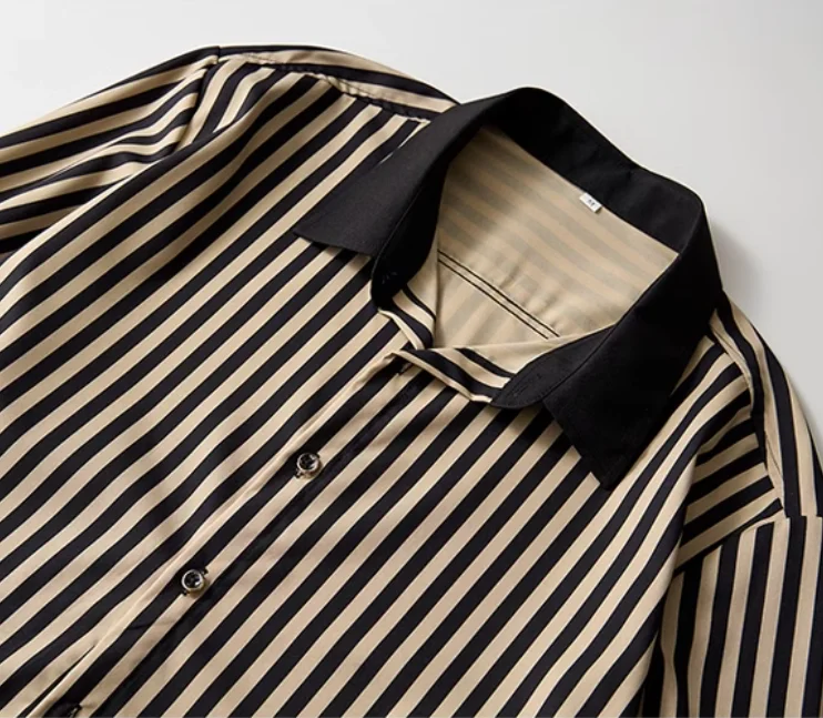Vinatge Formal Clothes for Men Luxury Designer Striped Shirts 2025 Fashion Long Sleeve Business Camisa Masculina Men Dress Shirt