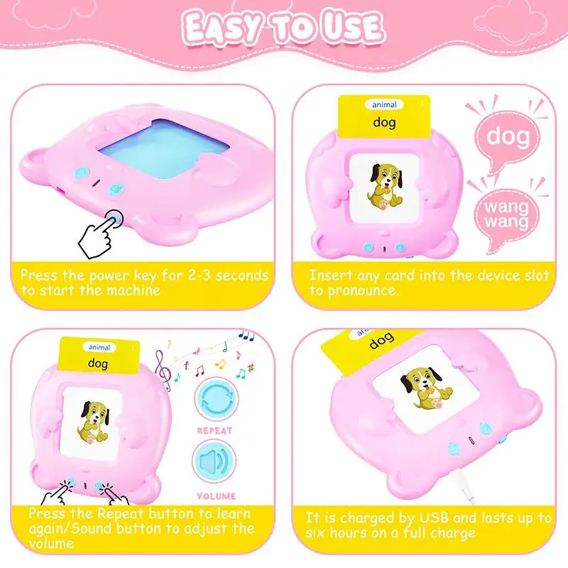 Educational Learning English Electronic Audio Book Toy Montessori Education Flash Cards Machine for Children Birthday Gift