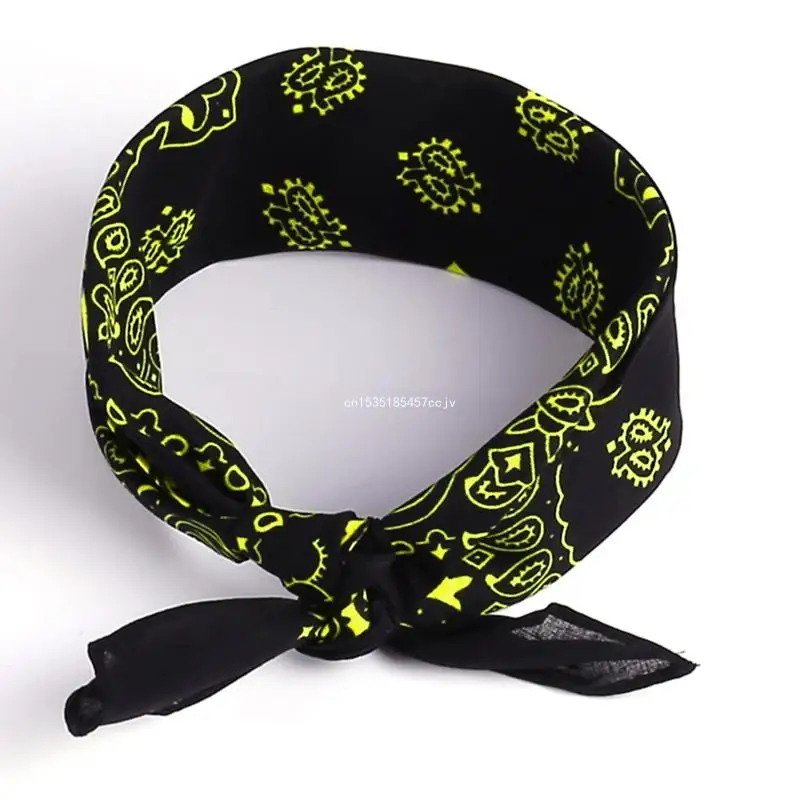 Unisex Cotton Hip Hop Bandana Headwear Ethnic Paisley Hair Band for Head Sqaure Scarf Neck Wrap Mask Dropship