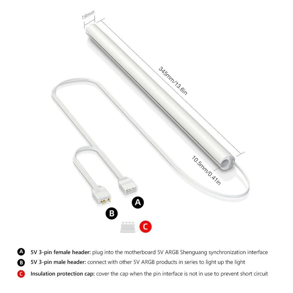 2 uds funda luminosa de silicona Aura Sync 5V 3PIN ARGB tubo de radiante de refrigeración por agua tubo suave ARGB chaleco decoración de la caja del ordenador