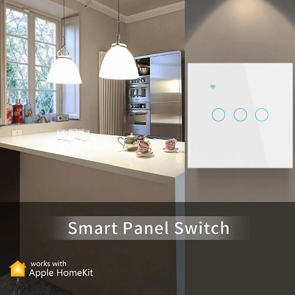 EU Smart Switch Wifi Apple Homekit No Neutral Standard Touch Sensor Light Switch Wall Smart Home Siri Voice Control 2024 Family