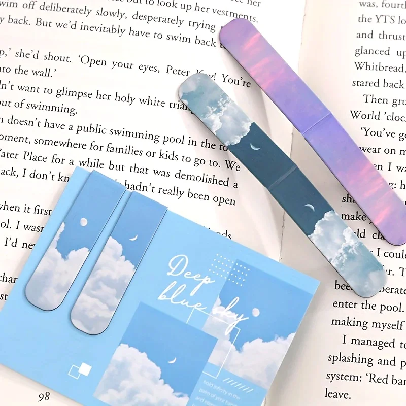 2pcs/pack Magnetic bookmark beautiful scenery clouds simple literary pattern bookmark Reading tool School office supplies