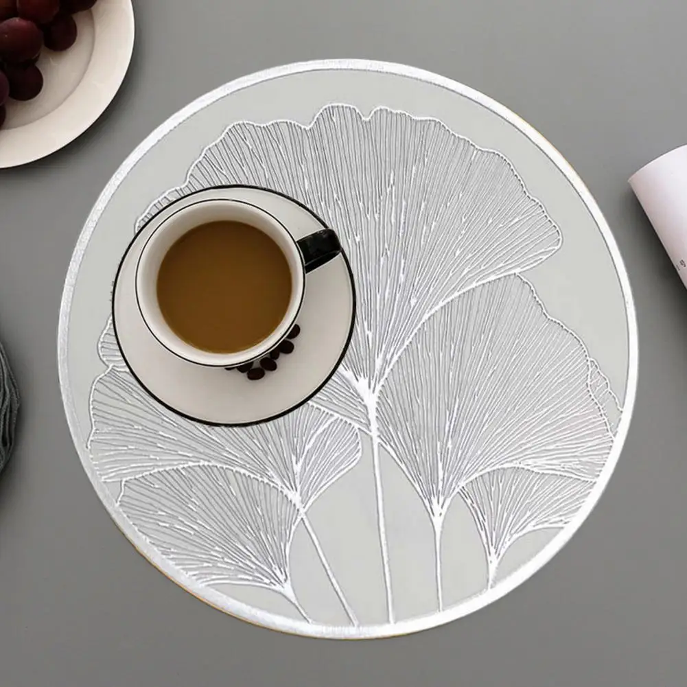 Heat-resistant Placemat Elegant Floral Ginkgo Leaf Design Heat Resistant Placemats for Home Dining Wedding Table for Kitchen