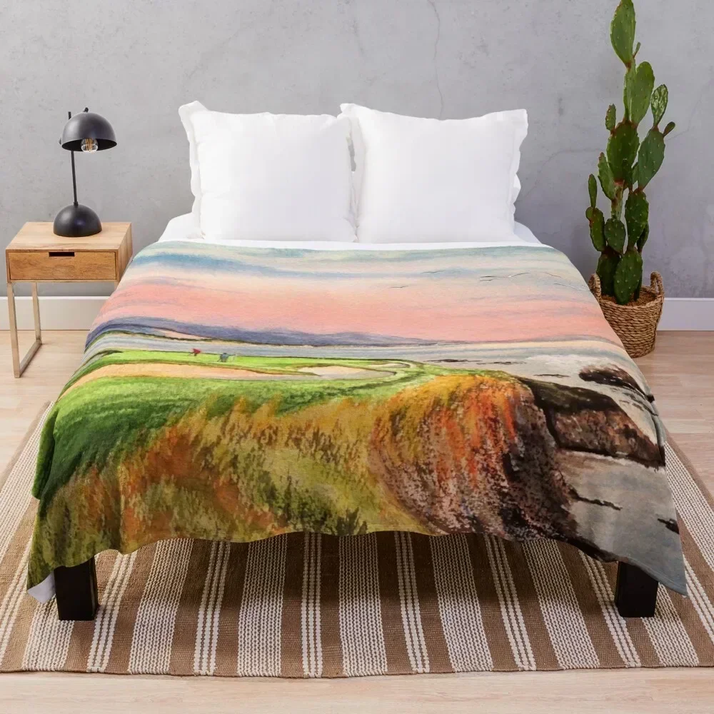 

Pebble Beach Golf Course 7th Hole Throw Blanket Soft Cozy Blanket for Pet Kids Adults