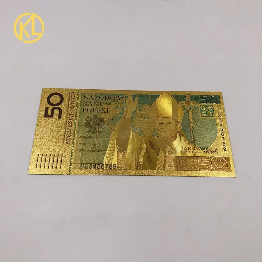 1 قطعة PLN ZLOTY بولندا الذهب احباط البلاستيك BANKNOTE الحرفية المال البابا جون بول II للهدايا التذكارية وجمع #2