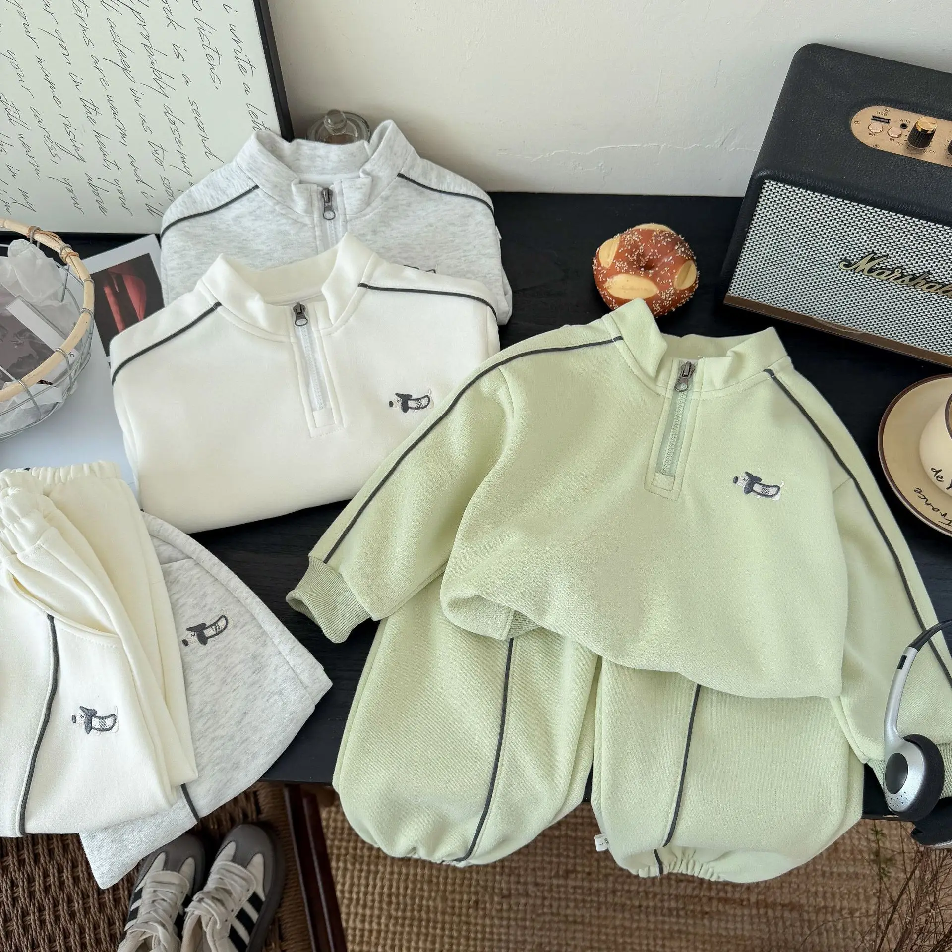 1-14Years Kids Clothes Sets New Autumn Boys Girls Long Sleeves Half Zipper Sweatshirt Tops+Pants 2PCS Children Tracksuit Outfits