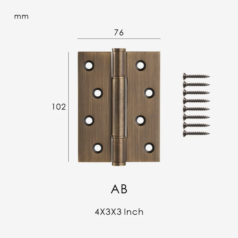 Nurlin massief messing 4 inch gladde binnendeurscharnier goud antiek brons zwart mat nikkel geborsteld optioneel