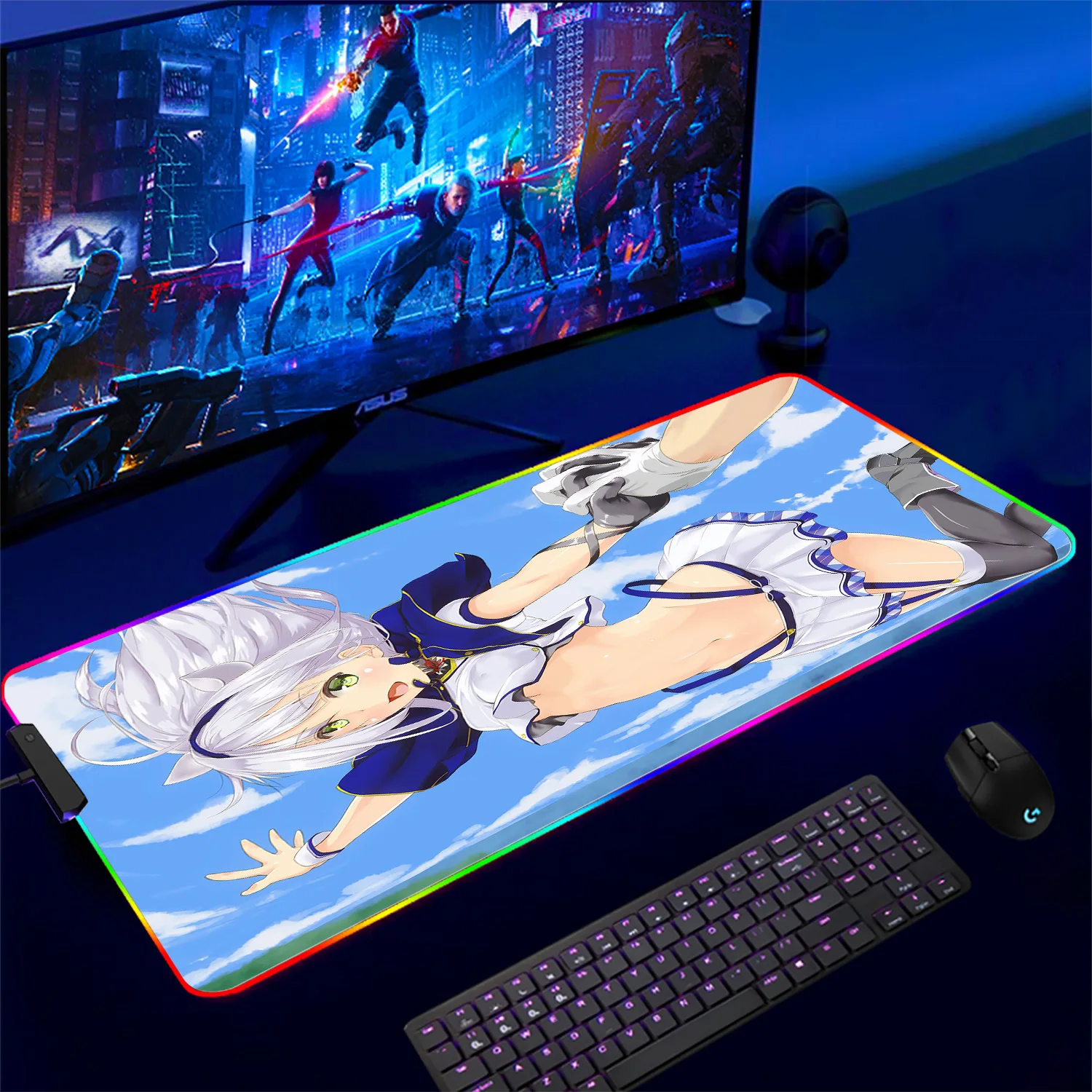 RGB Elena Etty Large Mousepad Keyboard Pad Blue Archive Mouse Pad Room Accessories Kawaii Anime Mousepad for Gamer Table Pad