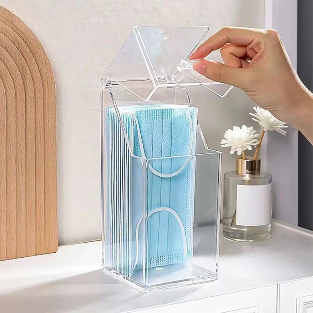 Face Guard Container Practical Clear Sundries Case Face-Cover Organizer High Durability Face-Cover Organizer Dustproof with Lid