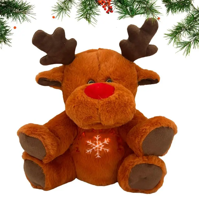 Moose Stuffed Animal Calming Plush Soft Stuffed Animals Electric Plush Animals Huggable Soothing Plush Christmas Reindeer Doll