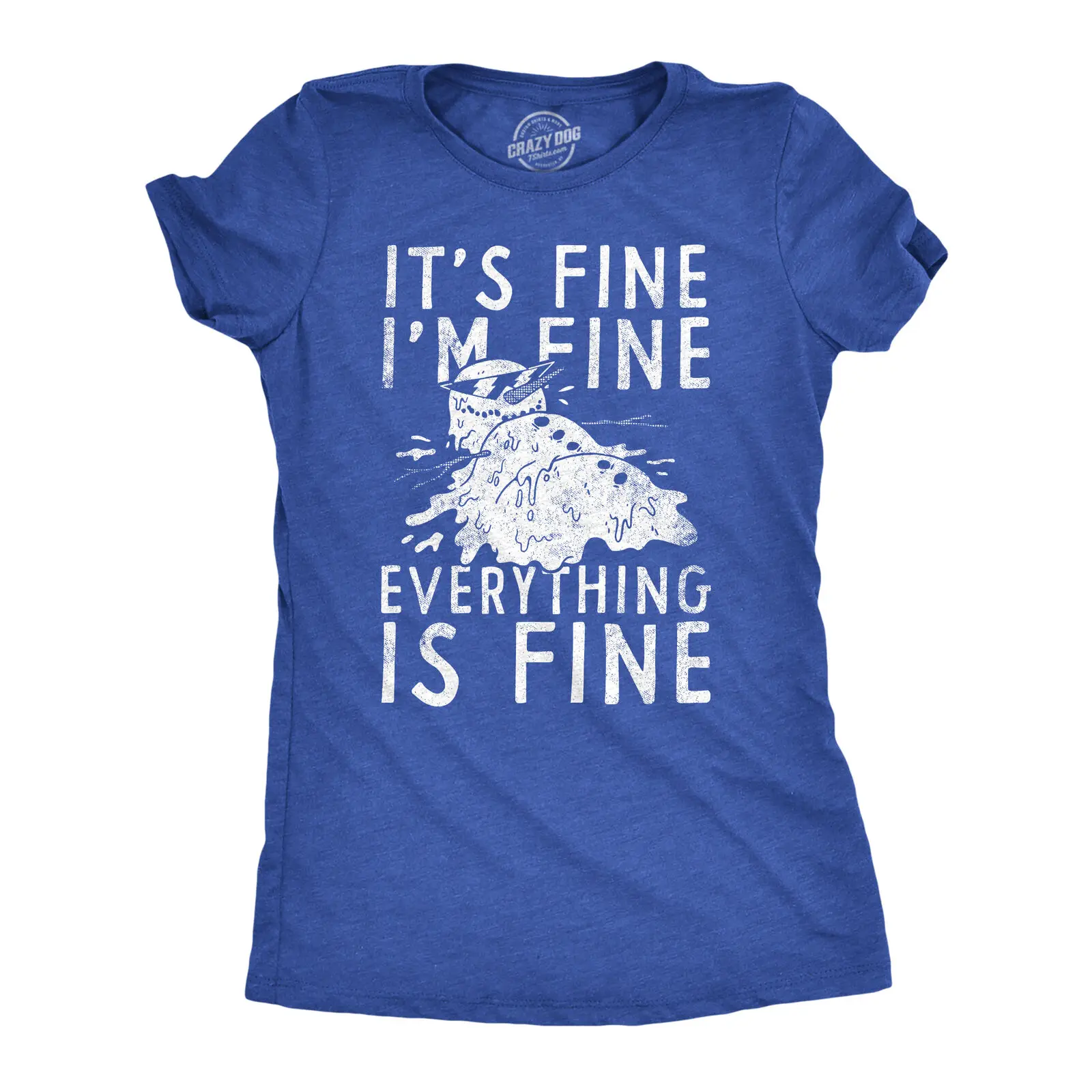 Womens Its Fine Im Fine Everything Is Fine T Shirt Funny Winter Melting Snowman