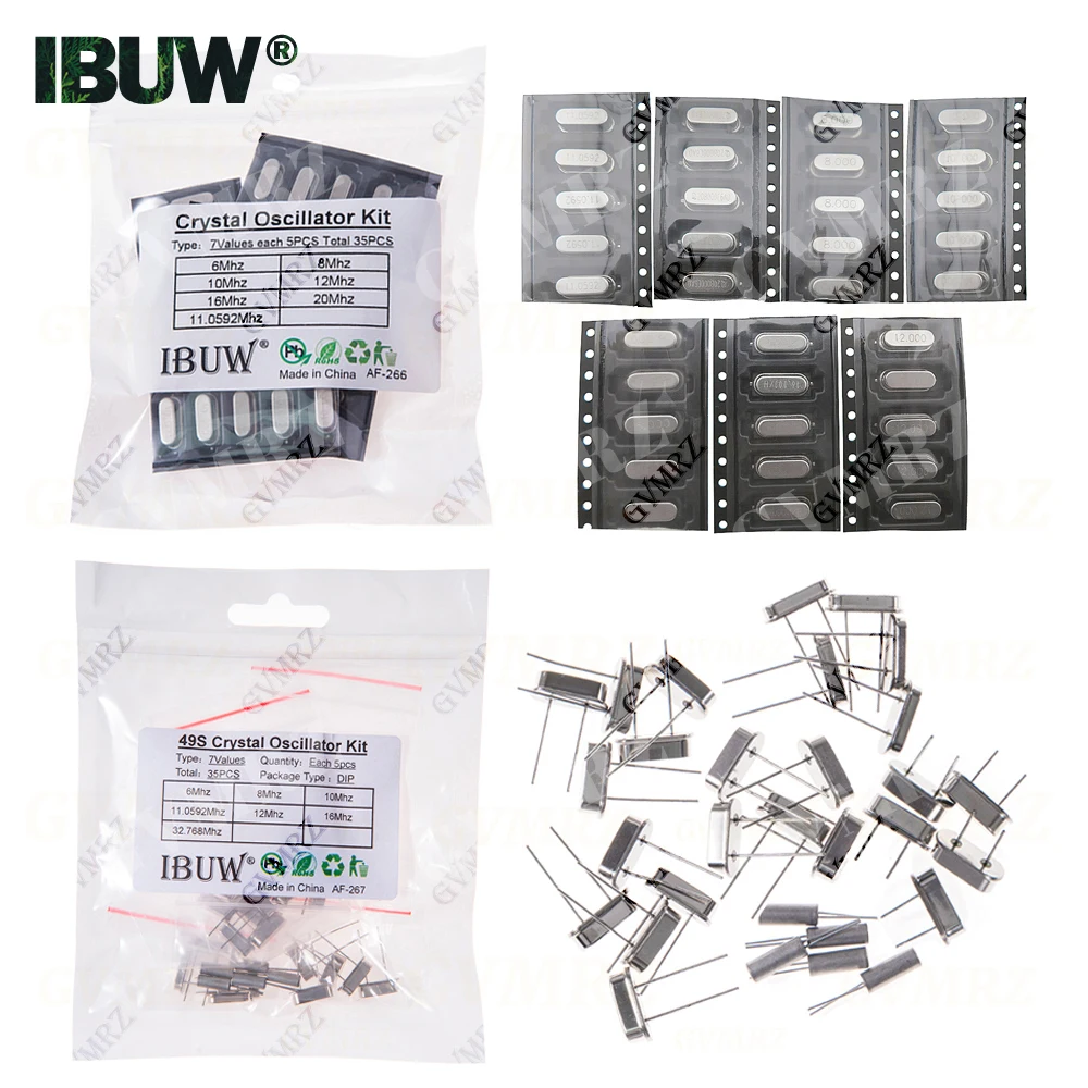Hc-49s Crystal Oscillator Electronic Kit Resonator Ceramic Quartz Resonator Hc-49 Dip SMD 4 8 12 16 20 25 Mhz