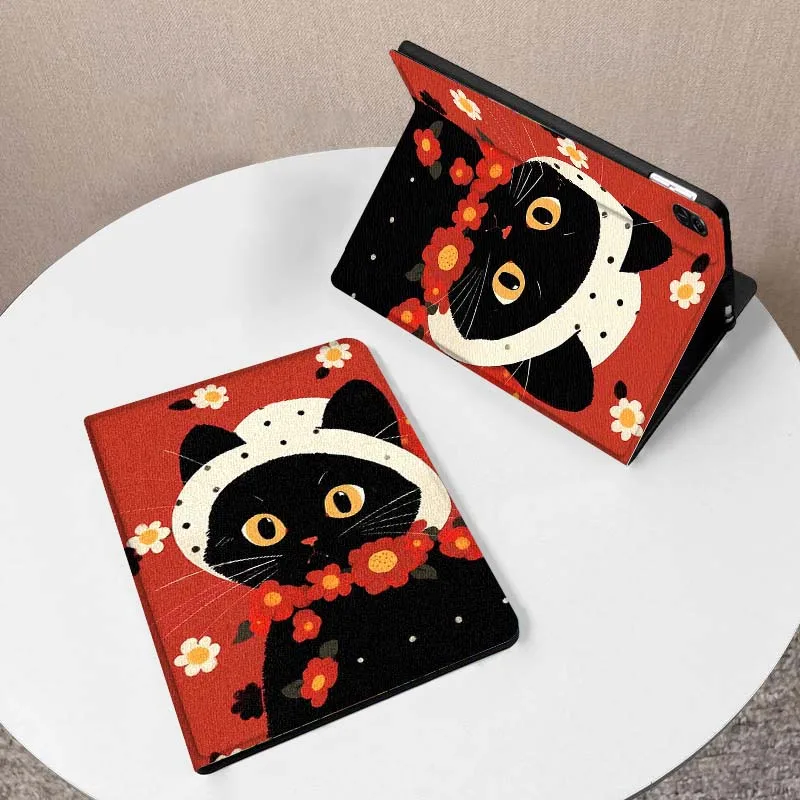 حافظة أنيقة على شكل قطة ريترو لهاتف هواوي ميديا باد ميت باد M5 M6 11 12 X SE T10 T10s 2 C5e T5 Pro Lite Air 11.5 بوصة