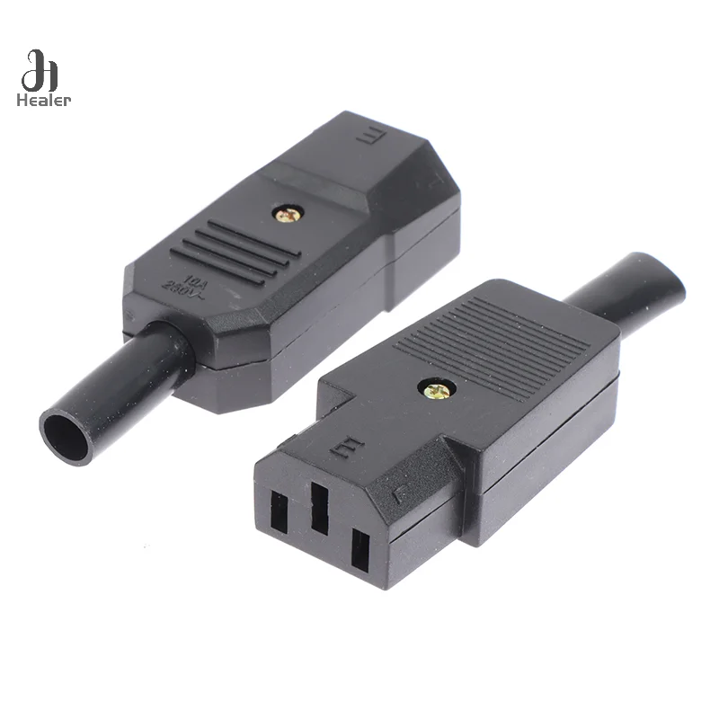 1pc AC 3Pin Socket Straight Cable Plug Connector Female Male Plug C13 C14 16A 250V