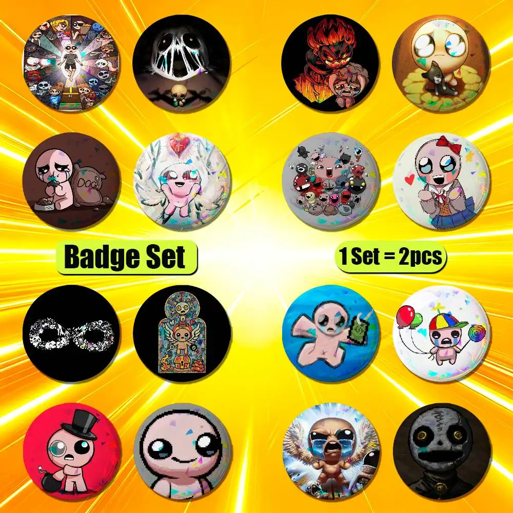 For The Binding Of Isaac Enamel Pin Badge Set 2PCS Round Metal Button Brooch Backpack Ita Bag Pins Custom