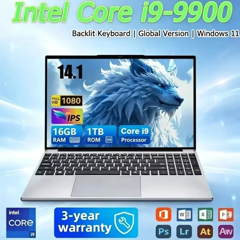 Portable Notebook Windows 11 14.1 Inch Gaming Computer PC Gamer Intel Core I9 9900 Laptops Notebook PC For Home Office Study