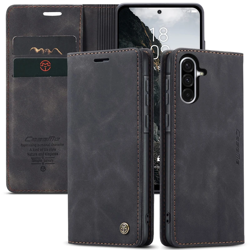 

Для Samsung Galaxy A56 чехол CaseMe Роскошный флип-кожаный чехол в стиле ретро с отделениями для карт Кошелек с защитой от падения для Samsung Galaxy A36