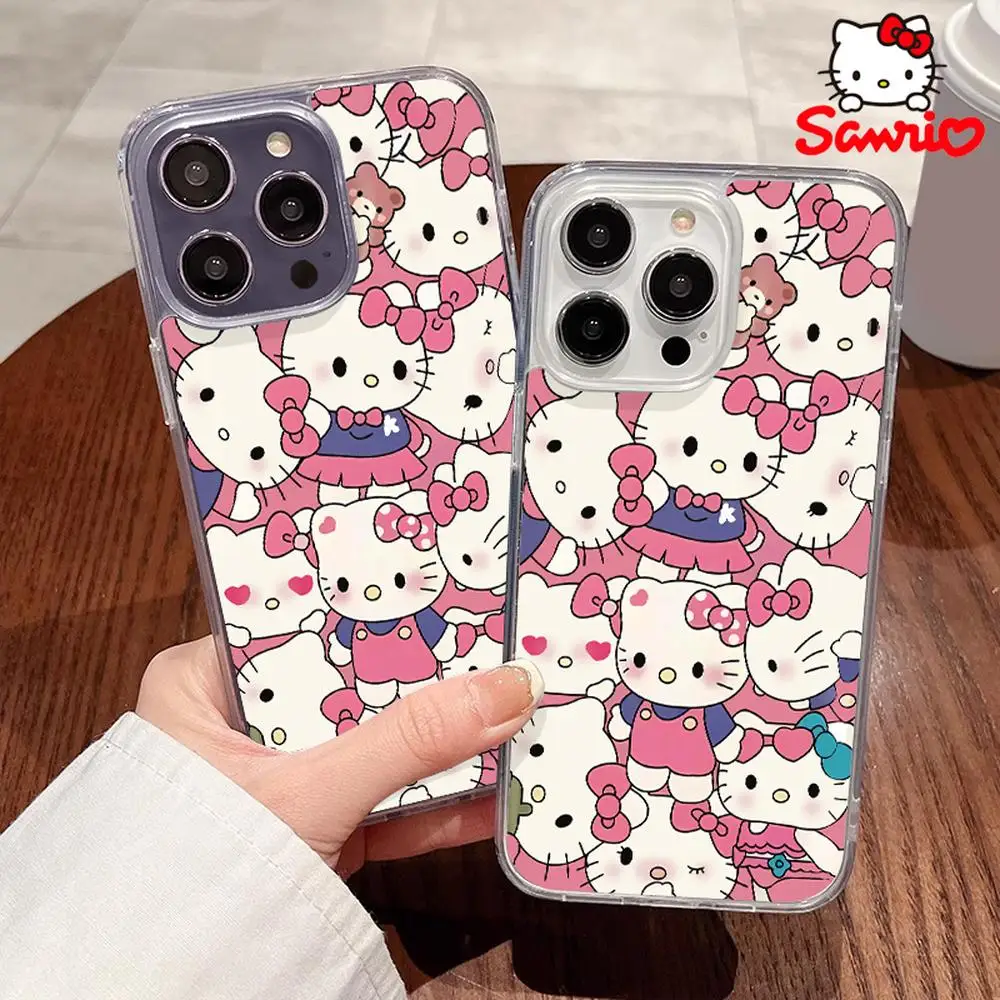 Чехлы для iPhone Sanrio Kt, защищающие от падения, чехлы для iPhone 16/15/14/13/12/11 для девочек, чехлы для iPhone «Hello Kitty», аксессуары в стиле аниме, подарок на день рождения